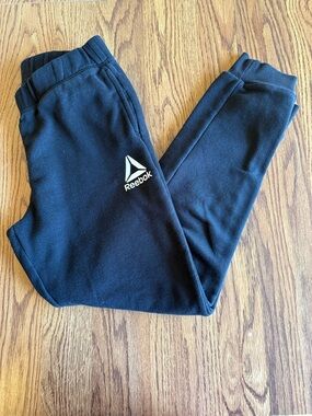 Reebok Black Kids Fleece Joggers with White Logo